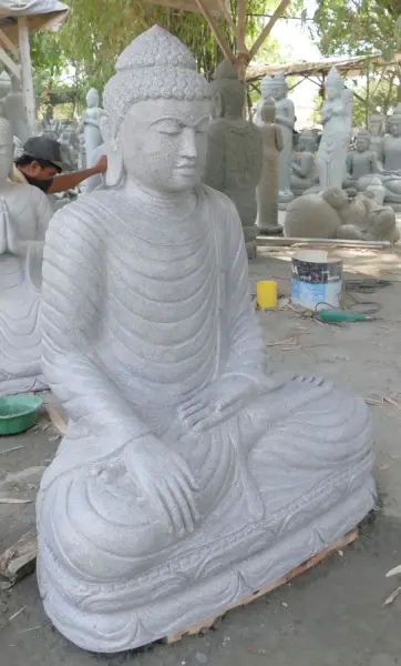 Product image 3 of the product “Seated Buddha made of Riverstone in Bhumisparsha - gesture of touching the earth. 117 cm height. ”